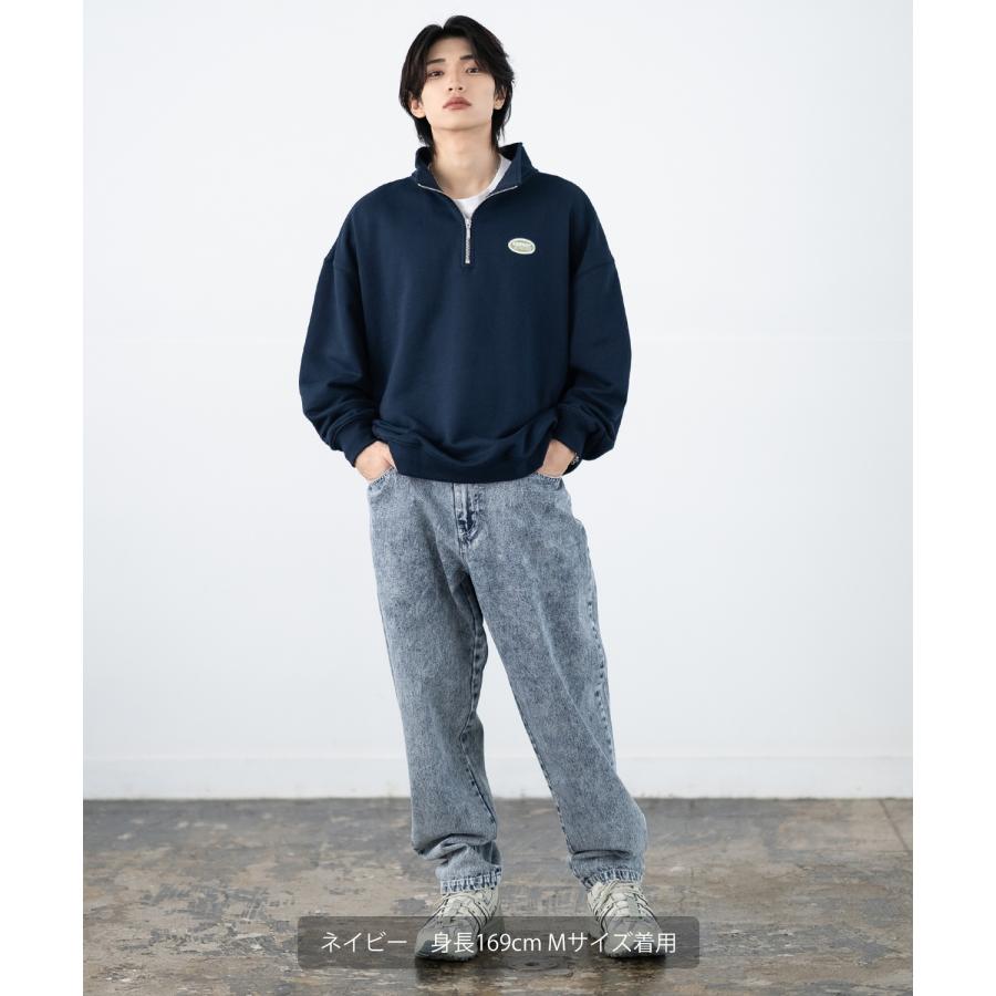 トレーナー メンズ SIDEWAY STANCE サイドウェイスタンス 刺しゅう スウェットハーフジップ オーバルロゴ オーバーサイズ スケーター ストリート 韓国 | improves | 16