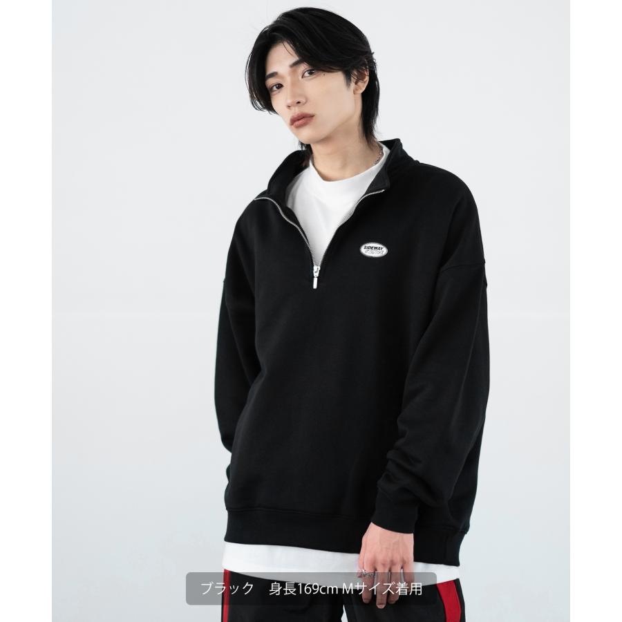 トレーナー メンズ SIDEWAY STANCE サイドウェイスタンス 刺しゅう スウェットハーフジップ オーバルロゴ オーバーサイズ スケーター ストリート 韓国 | improves | 04