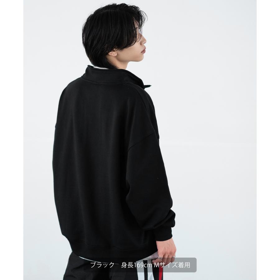 トレーナー メンズ SIDEWAY STANCE サイドウェイスタンス 刺しゅう スウェットハーフジップ オーバルロゴ オーバーサイズ スケーター ストリート 韓国 | improves | 05