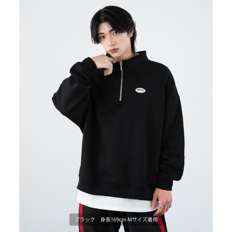 トレーナー メンズ SIDEWAY STANCE サイドウェイスタンス 刺しゅう スウェットハーフジップ オーバルロゴ オーバーサイズ スケーター ストリート 韓国 | improves | 06