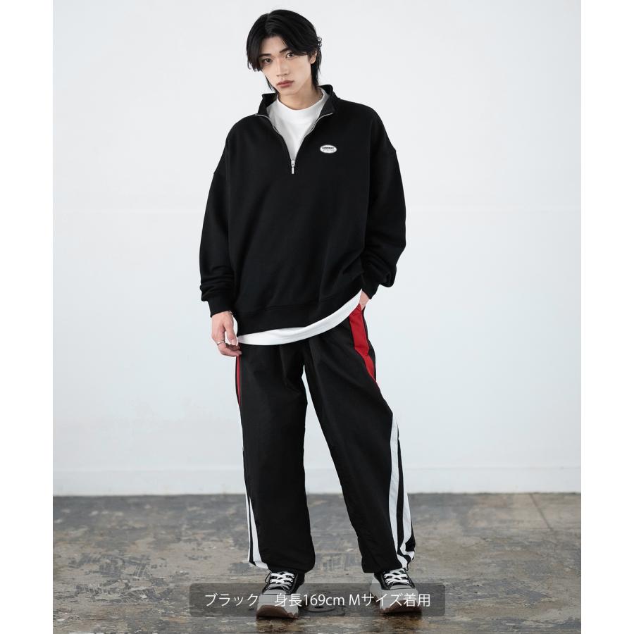 トレーナー メンズ SIDEWAY STANCE サイドウェイスタンス 刺しゅう スウェットハーフジップ オーバルロゴ オーバーサイズ スケーター ストリート 韓国 | improves | 07