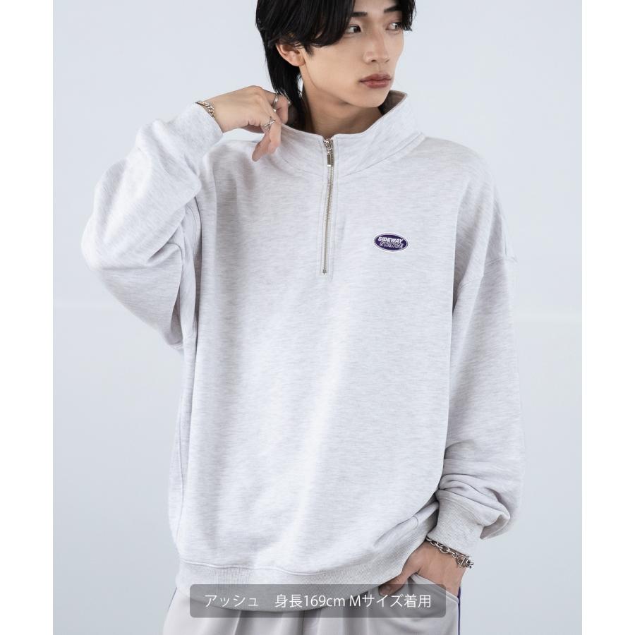 トレーナー メンズ SIDEWAY STANCE サイドウェイスタンス 刺しゅう スウェットハーフジップ オーバルロゴ オーバーサイズ スケーター ストリート 韓国 | improves | 08