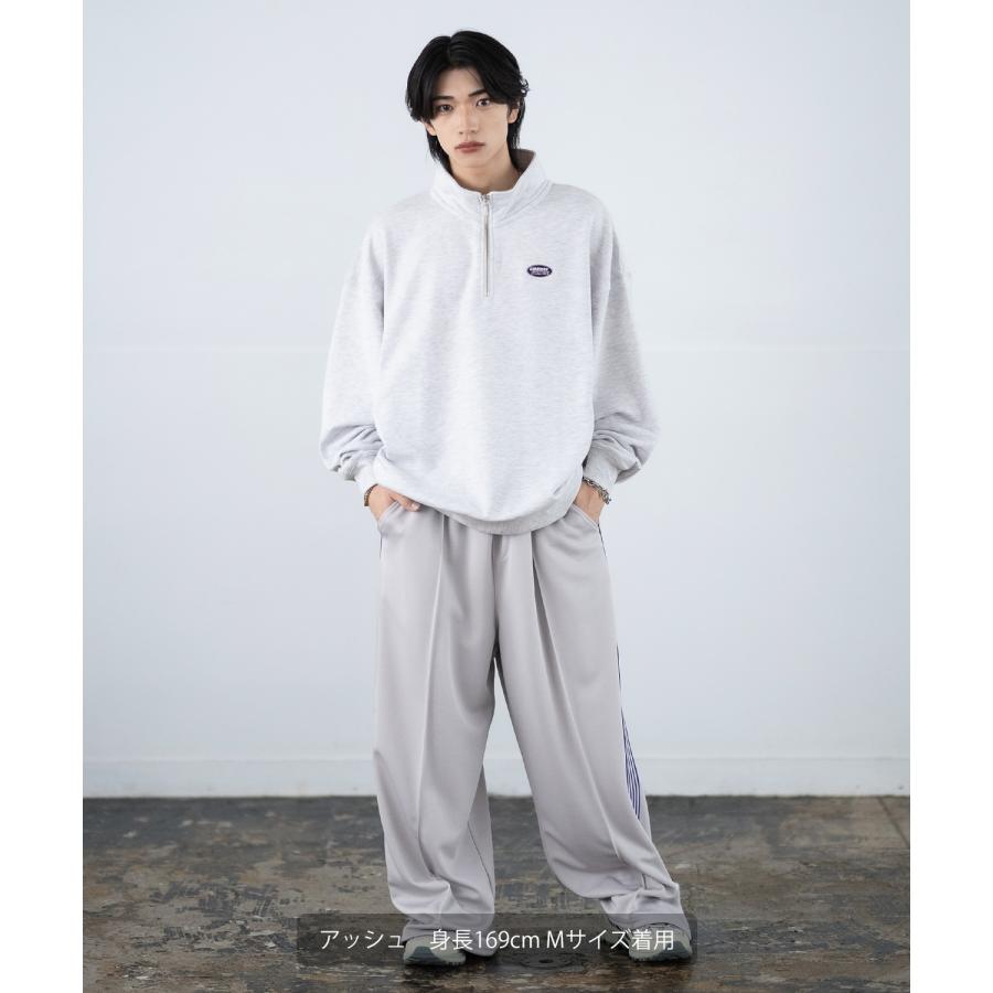 トレーナー メンズ SIDEWAY STANCE サイドウェイスタンス 刺しゅう スウェットハーフジップ オーバルロゴ オーバーサイズ スケーター ストリート 韓国 | improves | 11