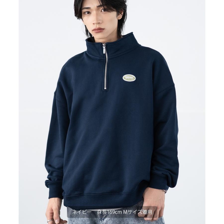 トレーナー メンズ SIDEWAY STANCE サイドウェイスタンス 刺しゅう スウェットハーフジップ オーバルロゴ オーバーサイズ スケーター ストリート 韓国 | improves | 12