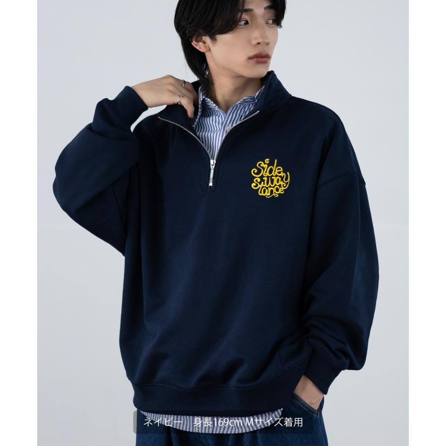 トレーナー メンズ SIDEWAY STANCE サイドウェイスタンス 刺しゅう スウェットハーフジップ ロゴ オーバーサイズ スケーター ストリート 韓国 | improves | 13
