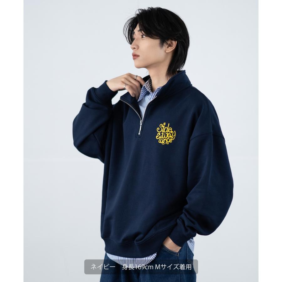 トレーナー メンズ SIDEWAY STANCE サイドウェイスタンス 刺しゅう スウェットハーフジップ ロゴ オーバーサイズ スケーター ストリート 韓国 | improves | 14