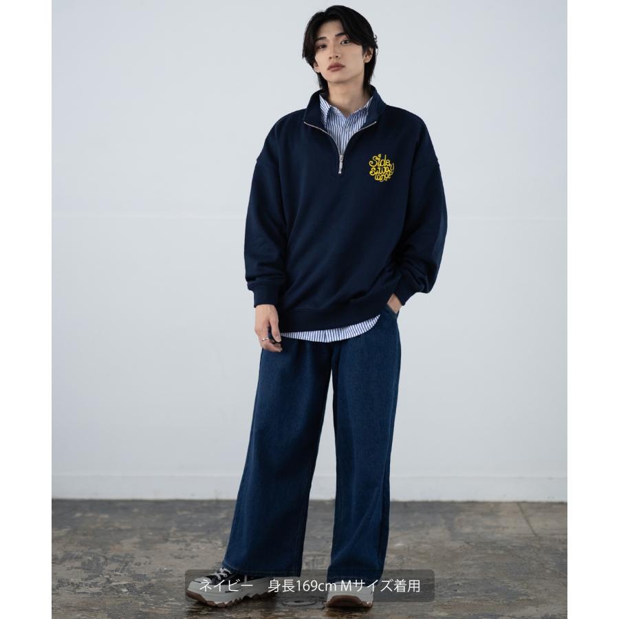 トレーナー メンズ SIDEWAY STANCE サイドウェイスタンス 刺しゅう スウェットハーフジップ ロゴ オーバーサイズ スケーター ストリート 韓国 | improves | 16