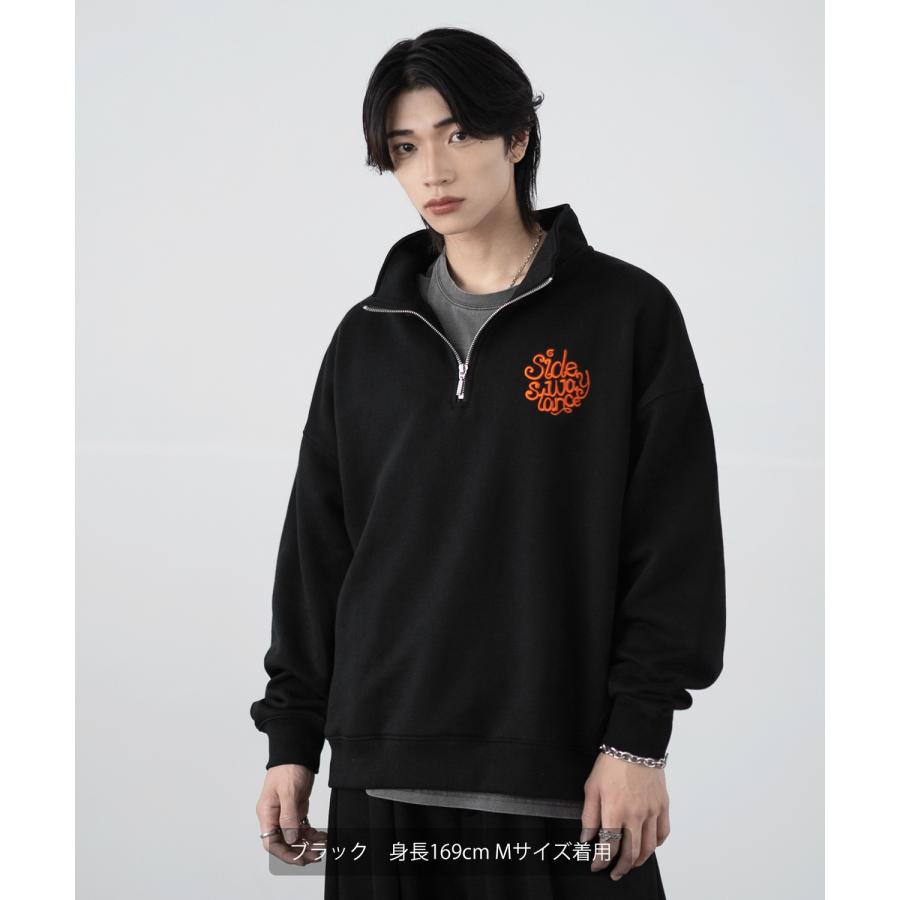 トレーナー メンズ SIDEWAY STANCE サイドウェイスタンス 刺しゅう スウェットハーフジップ ロゴ オーバーサイズ スケーター ストリート 韓国 | improves | 04