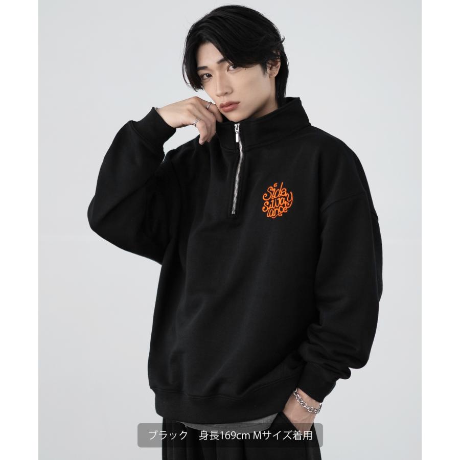 トレーナー メンズ SIDEWAY STANCE サイドウェイスタンス 刺しゅう スウェットハーフジップ ロゴ オーバーサイズ スケーター ストリート 韓国 | improves | 06