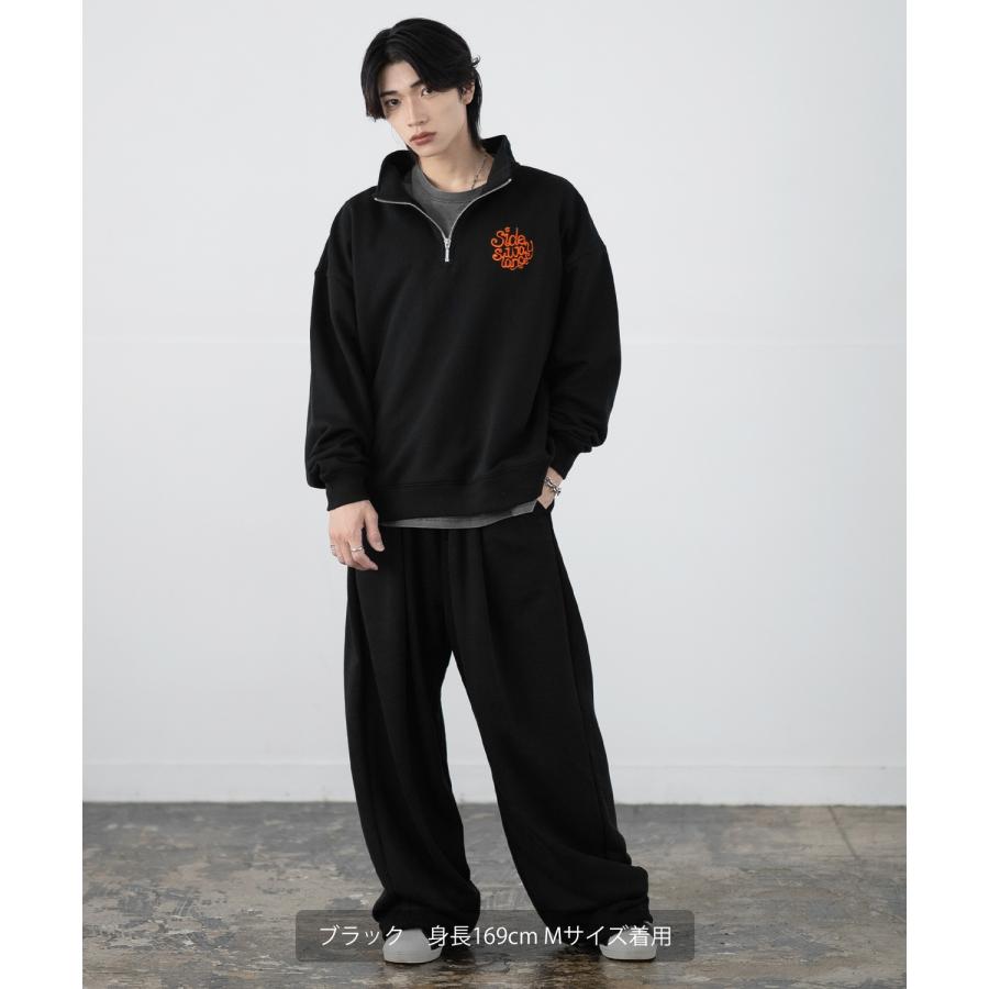 トレーナー メンズ SIDEWAY STANCE サイドウェイスタンス 刺しゅう スウェットハーフジップ ロゴ オーバーサイズ スケーター ストリート 韓国 | improves | 07