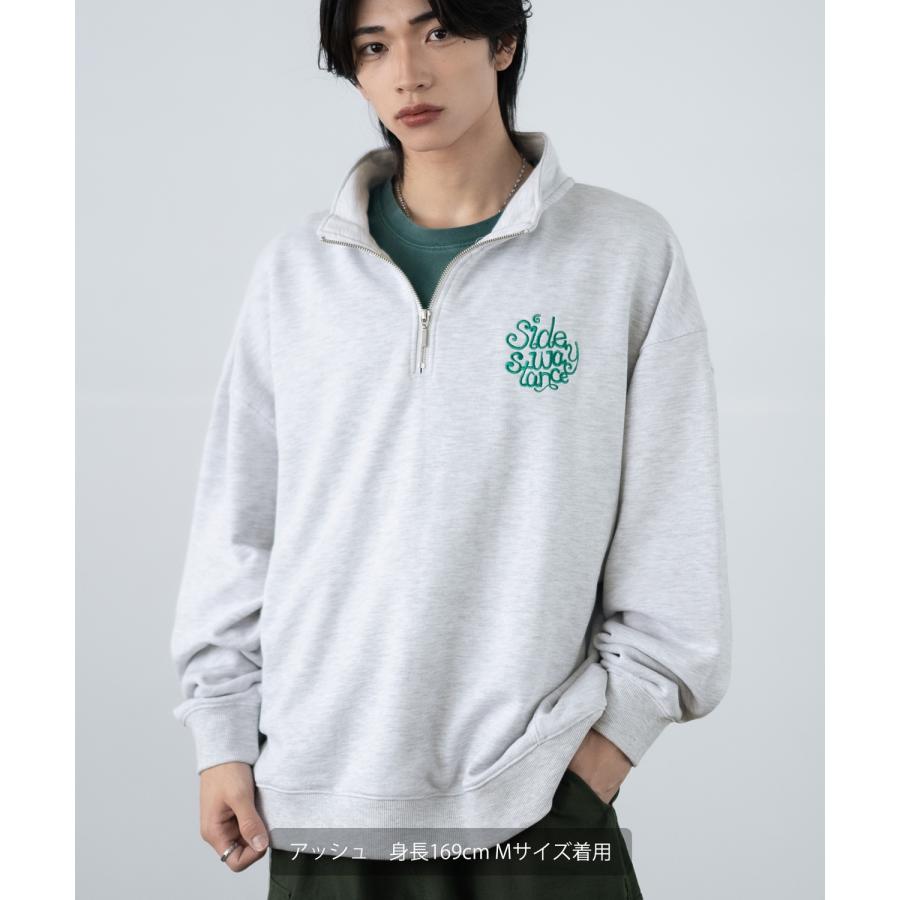 トレーナー メンズ SIDEWAY STANCE サイドウェイスタンス 刺しゅう スウェットハーフジップ ロゴ オーバーサイズ スケーター ストリート 韓国 | improves | 08