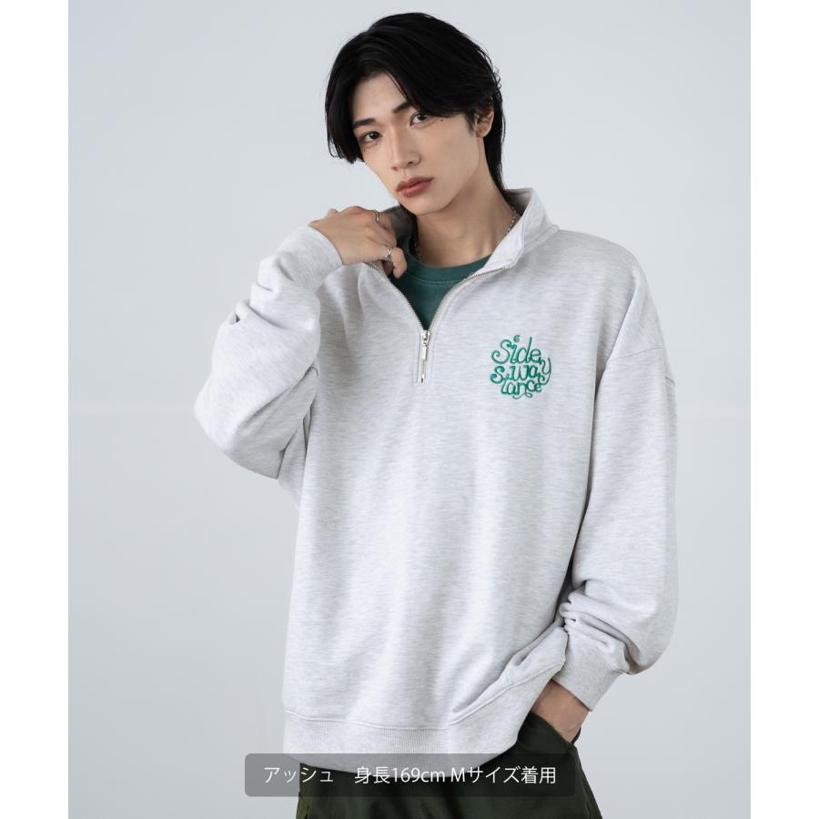 トレーナー メンズ SIDEWAY STANCE サイドウェイスタンス 刺しゅう スウェットハーフジップ ロゴ オーバーサイズ スケーター ストリート 韓国 | improves | 09