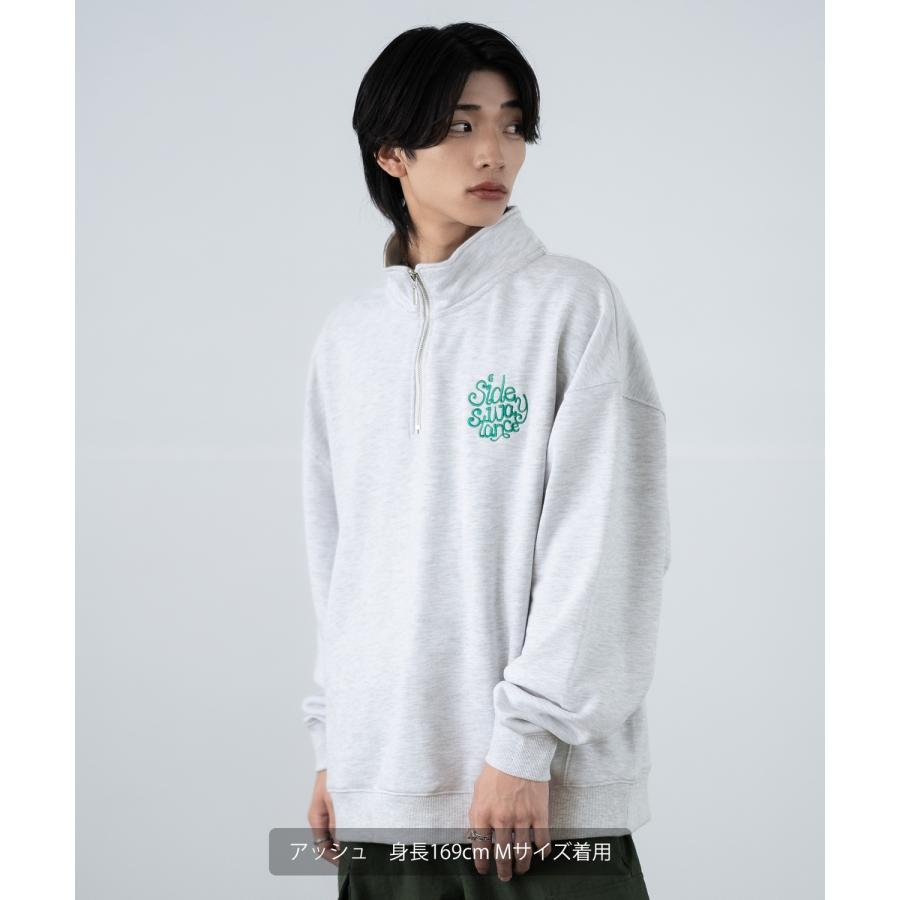 トレーナー メンズ SIDEWAY STANCE サイドウェイスタンス 刺しゅう スウェットハーフジップ ロゴ オーバーサイズ スケーター ストリート 韓国 | improves | 11