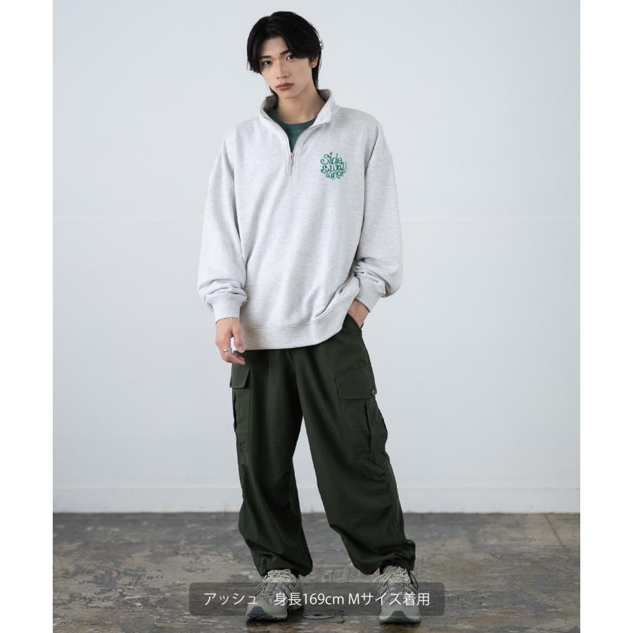 トレーナー メンズ SIDEWAY STANCE サイドウェイスタンス 刺しゅう スウェットハーフジップ ロゴ オーバーサイズ スケーター ストリート 韓国 | improves | 12