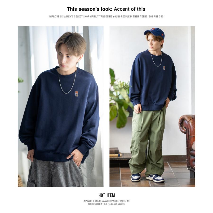 トレーナー メンズ SIDEWAY STANCE サイドウェイスタンス オリジナル ワンポイント 刺しゅう スウェットトレーナー 大きめ カジュアル スケーター ストリート | improves | 23