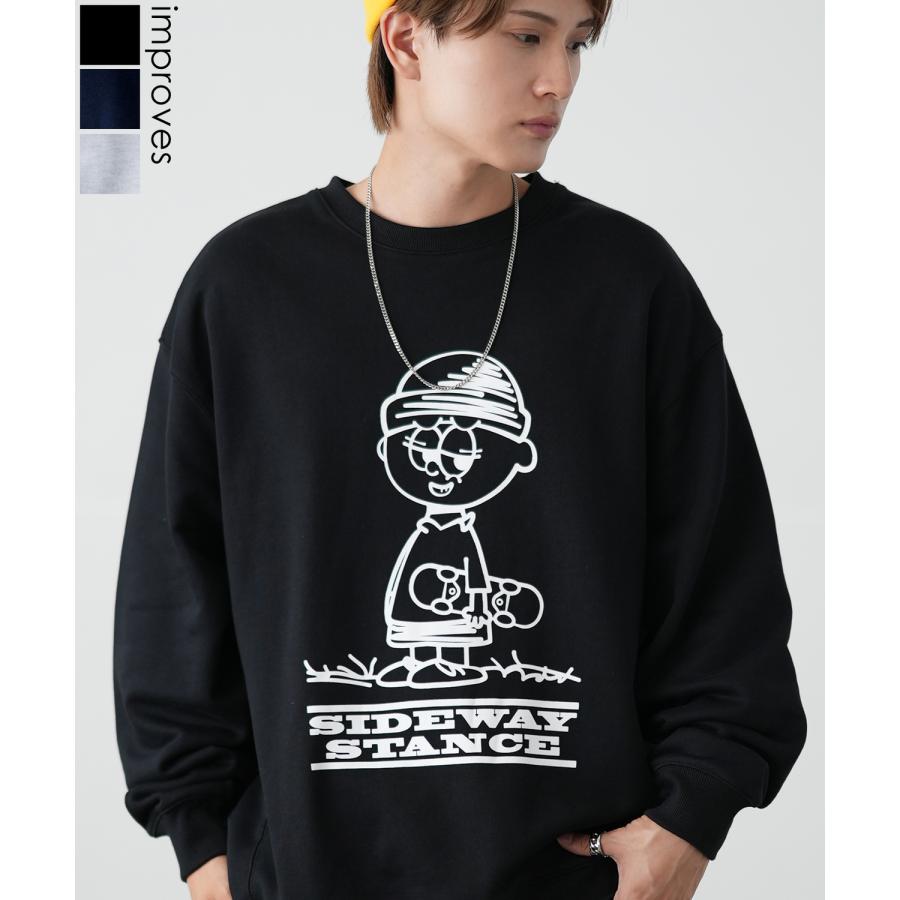 トレーナー メンズ SIDEWAY STANCE サイドウェイスタンス オリジナルプリント グラフィック スウェット イラストボーイ オーバーサイズ アメカジ カジュアル | improves