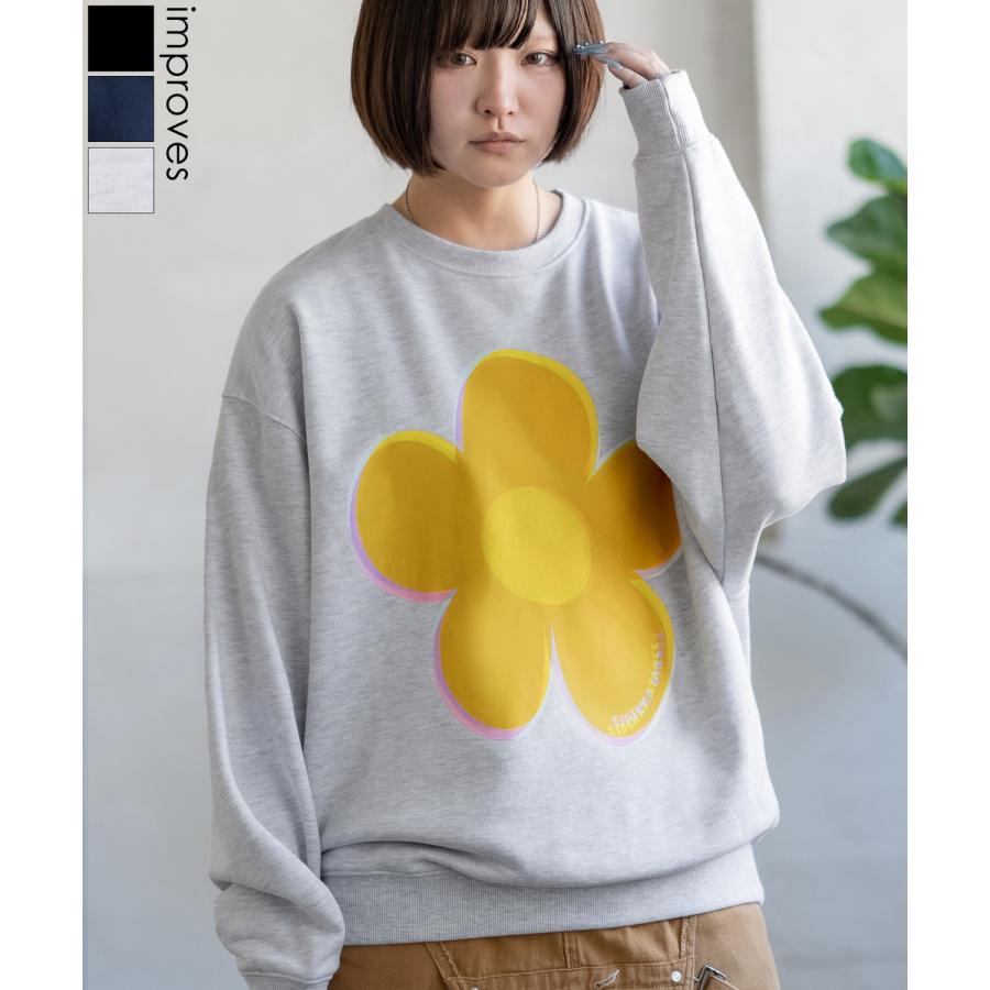 トレーナー メンズ SIDEWAY STANCE サイドウェイスタンス オリジナルプリント グラフィック スウェット ビッグフラワー オーバーサイズ アメカジ カジュアル | improves