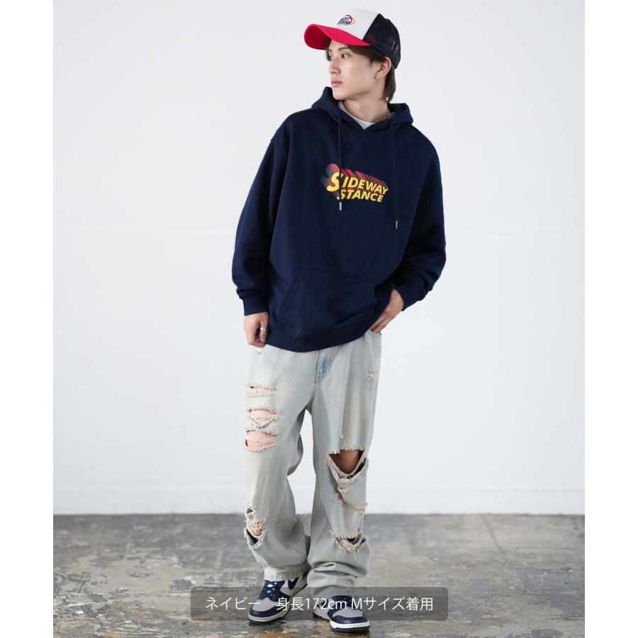 パーカー メンズ SIDEWAY STANCE サイドウェイスタンス オリジナルプリント グラフィック スウェット 3D発泡アメコミロゴ オーバーサイズ アメカジ カジュアル | improves | 06