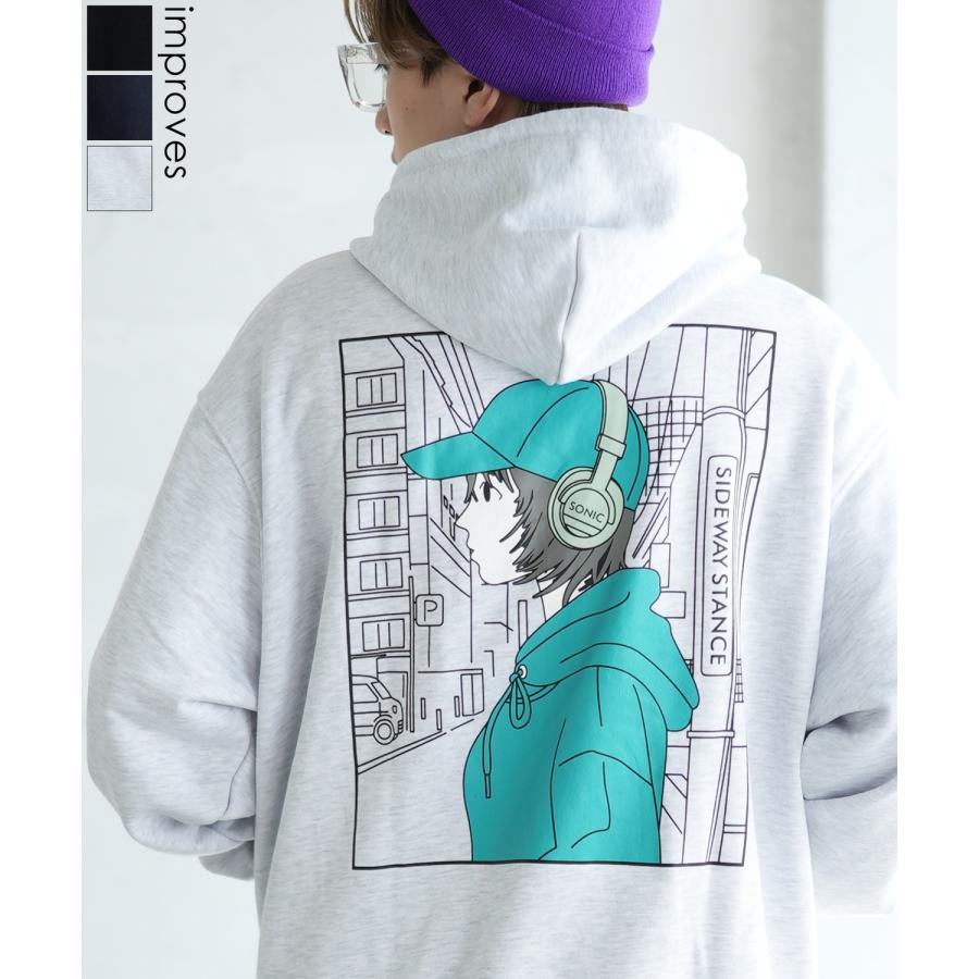 パーカー メンズ SIDEWAY STANCE サイドウェイスタンス オリジナルプリント グラフィック スウェット キャップガール オーバーサイズ アメカジ カジュアル | improves