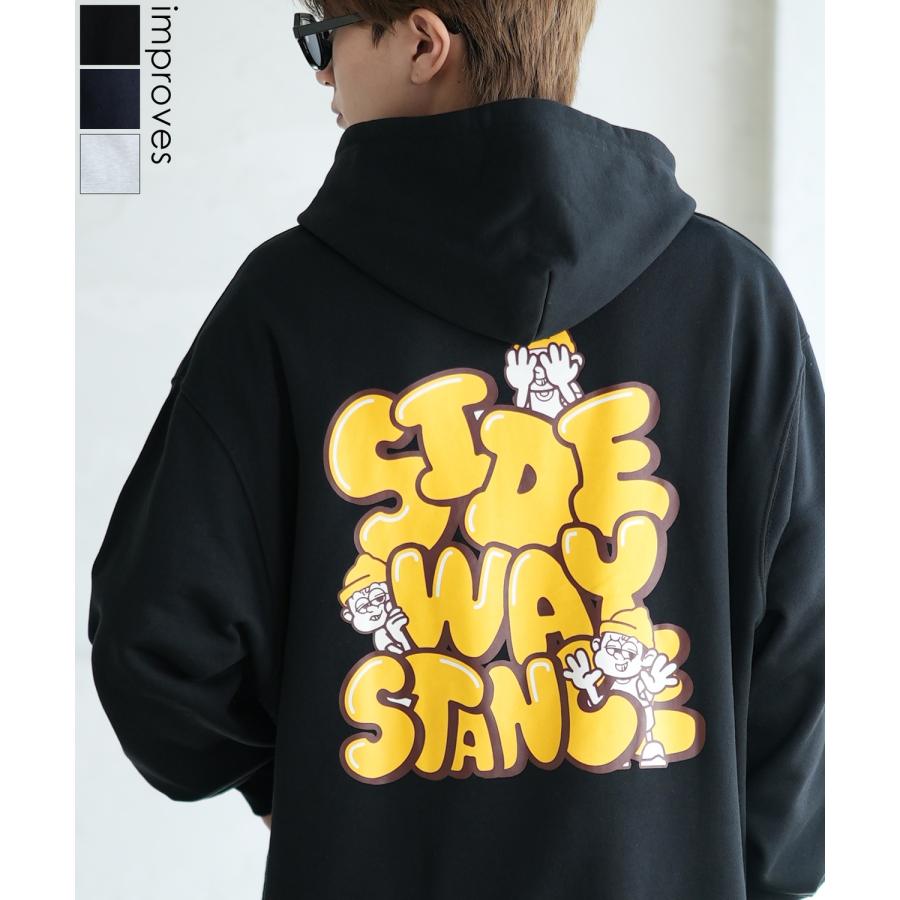 パーカー メンズ SIDEWAY STANCE サイドウェイスタンス オリジナルプリント グラフィック スウェット いないいないばあ オーバーサイズ アメカジ カジュアル | improves
