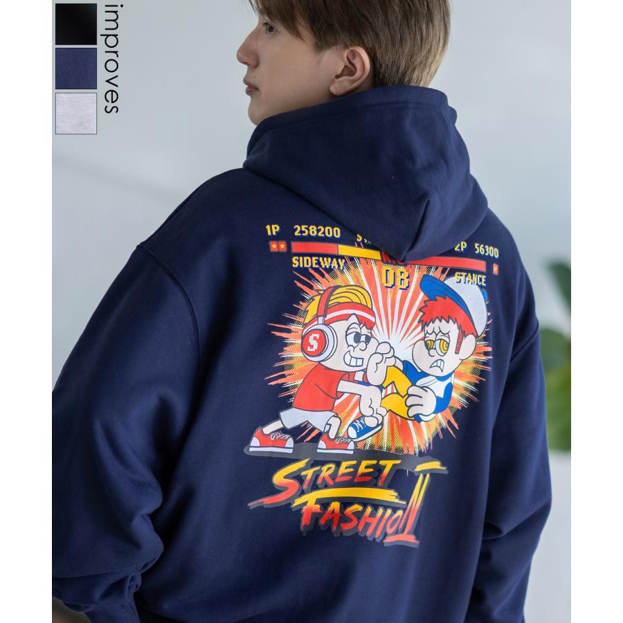 パーカー メンズ SIDEWAY STANCE サイドウェイスタンス オリジナルプリント グラフィック スウェット ファイター オーバーサイズ アメカジ カジュアル | improves