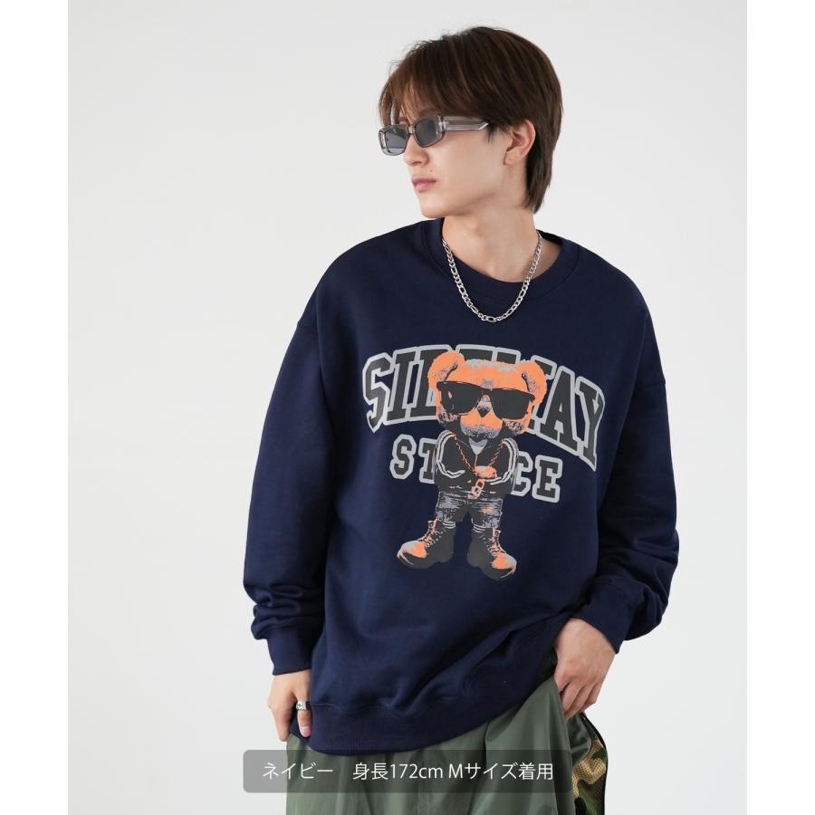 トレーナー メンズ SIDEWAY STANCE サイドウェイスタンス オリジナルプリント グラフィック スウェット カレッジベア オーバーサイズ アメカジ カジュアル | improves | 03