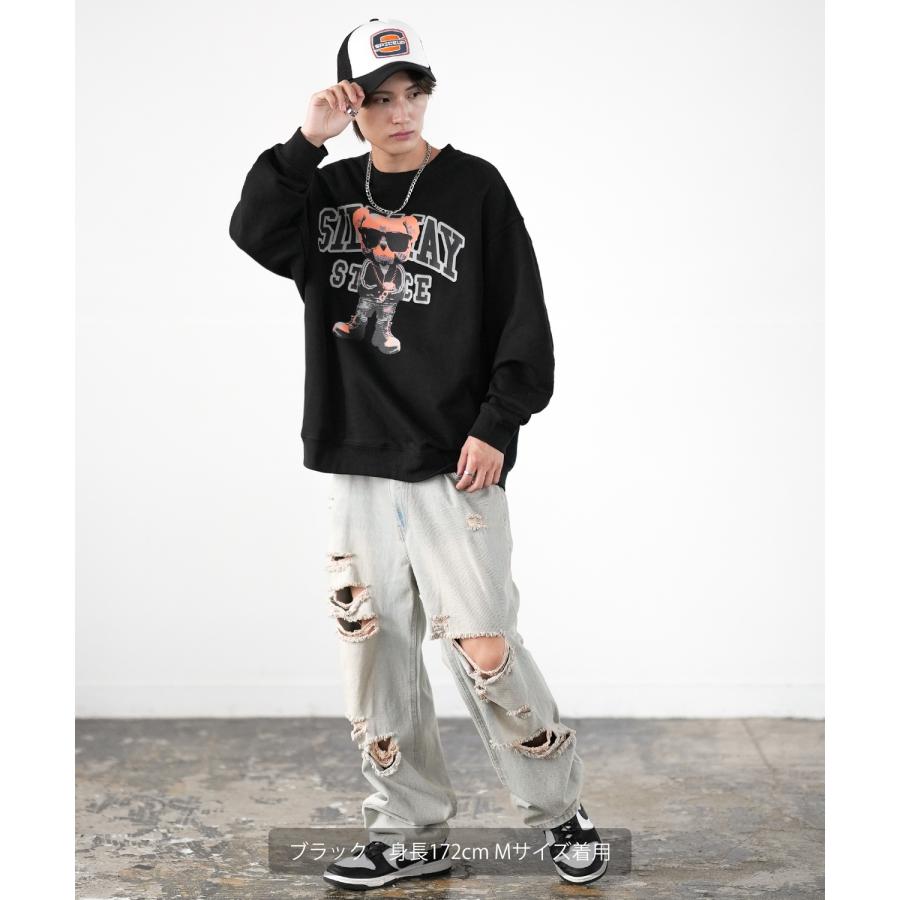 トレーナー メンズ SIDEWAY STANCE サイドウェイスタンス オリジナルプリント グラフィック スウェット カレッジベア オーバーサイズ アメカジ カジュアル | improves | 09