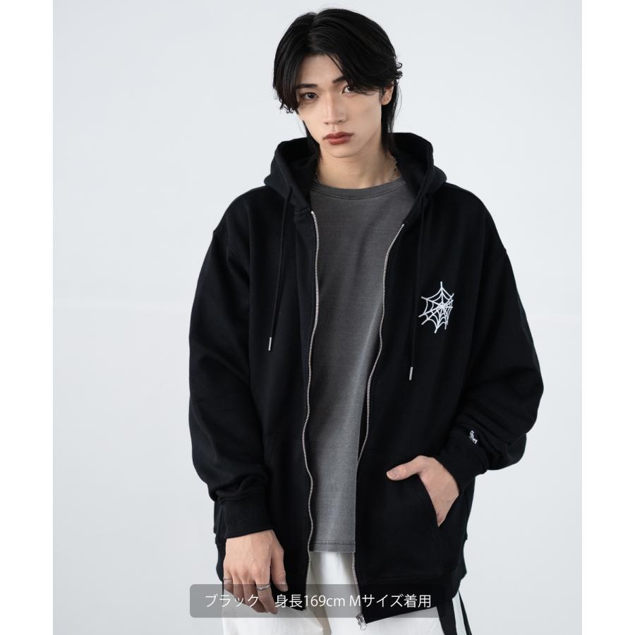 パーカー メンズ SIDEWAY STANCE サイドウェイスタンス ウェブ 厚盛プリント スウェット ジップアップ パーカー オーバーサイズ スケーター ストリート 韓国 | improves | 03