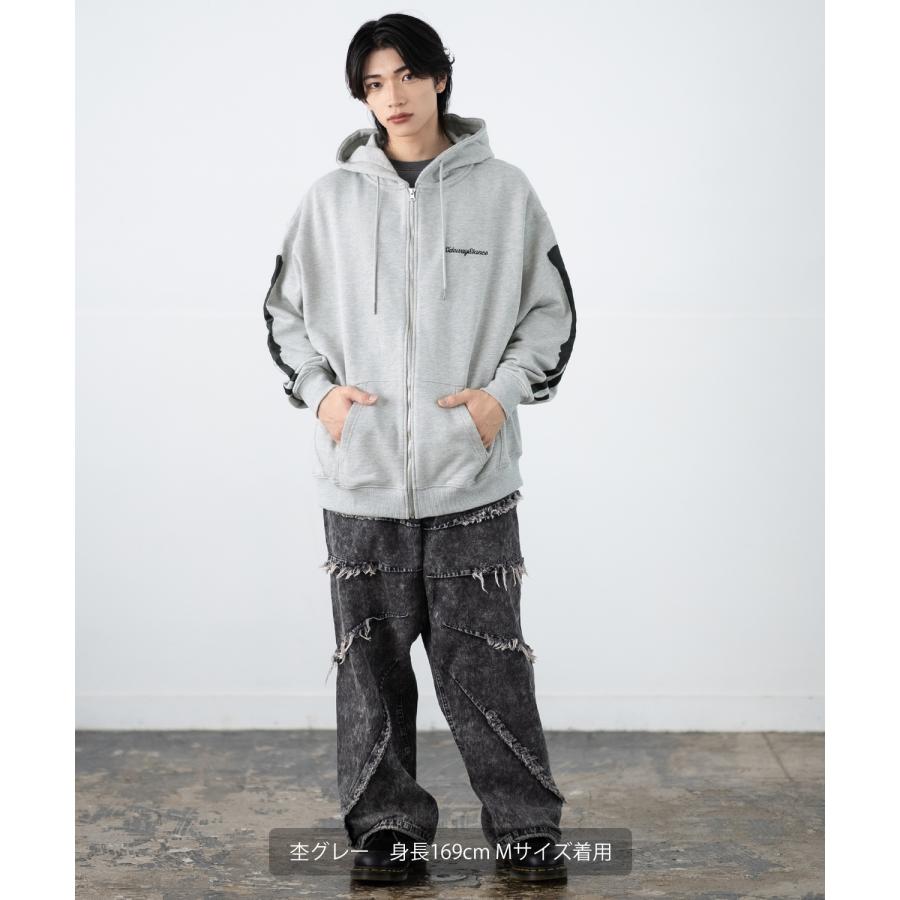 パーカー メンズ SIDEWAY STANCE サイドウェイスタンス ボーン 厚盛プリント スウェット ジップアップ パーカー オーバーサイズ スケーター ストリート 韓国 | improves | 12