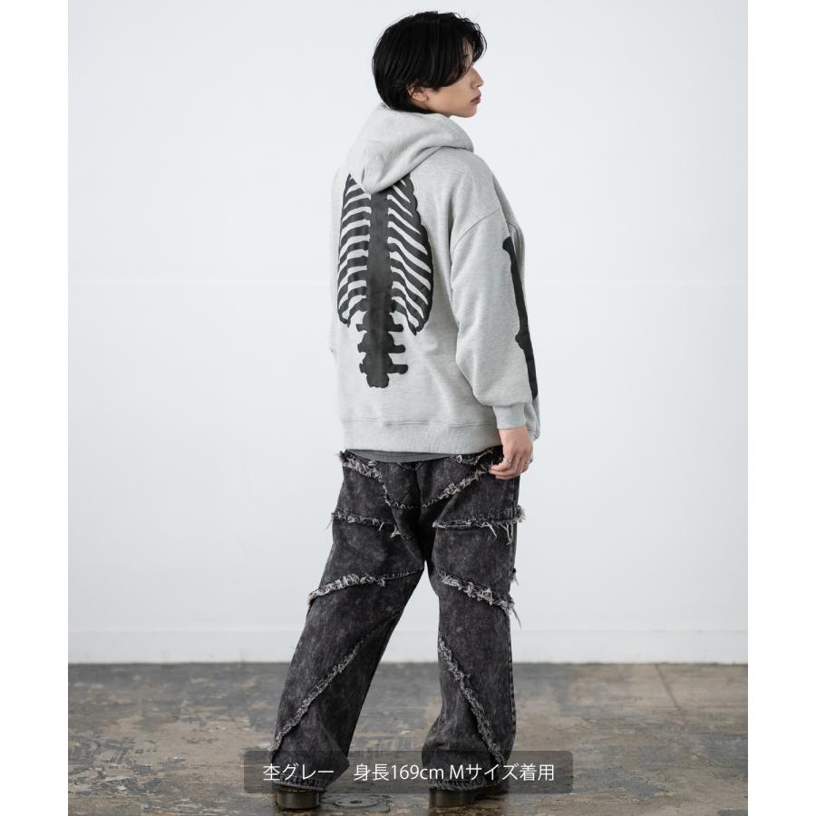 パーカー メンズ SIDEWAY STANCE サイドウェイスタンス ボーン 厚盛プリント スウェット ジップアップ パーカー オーバーサイズ スケーター ストリート 韓国 | improves | 13