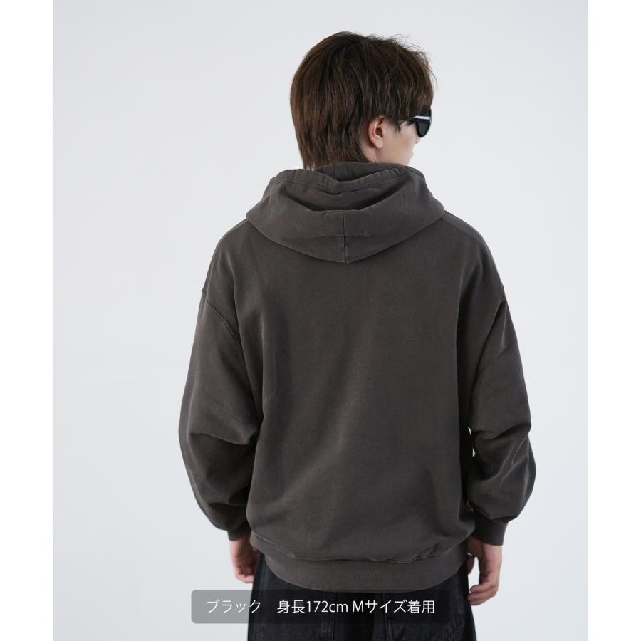 パーカー メンズ SIDEWAY STANCE サイドウェイスタンス ピグメント加工 サンダーハート プルパーカー オーバーサイズ スケーター ストリート 韓国 | improves | 04