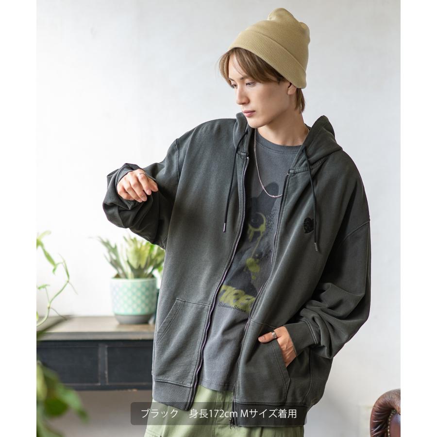 パーカー メンズ SIDEWAY STANCE サイドウェイスタンス ピグメント加工 ハート 刺しゅう ジップアップ パーカー オーバーサイズ スケーター ストリート 韓国 | improves | 03