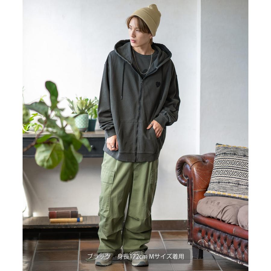 パーカー メンズ SIDEWAY STANCE サイドウェイスタンス ピグメント加工 ハート 刺しゅう ジップアップ パーカー オーバーサイズ スケーター ストリート 韓国 | improves | 06