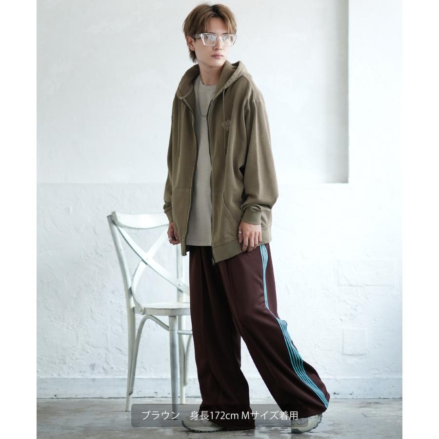 パーカー メンズ SIDEWAY STANCE サイドウェイスタンス ピグメント加工 ハート 刺しゅう ジップアップ パーカー オーバーサイズ スケーター ストリート 韓国 | improves | 10