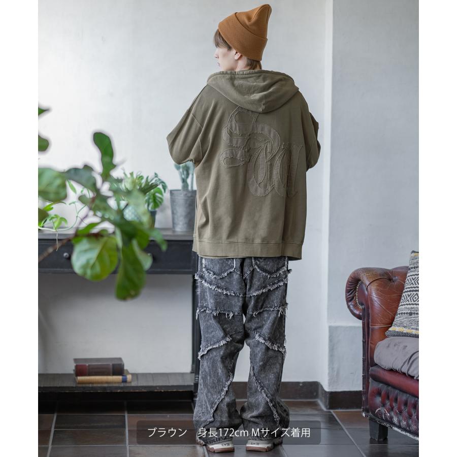 パーカー メンズ SIDEWAY STANCE サイドウェイスタンス ピグメント加工 バック 刺しゅう ジップアップ パーカー オーバーサイズ スケーター ストリート 韓国 | improves | 12