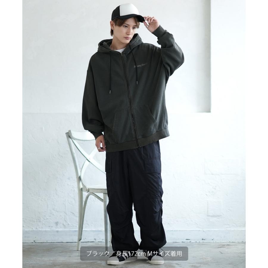 パーカー メンズ SIDEWAY STANCE サイドウェイスタンス ピグメント加工 バック 刺しゅう ジップアップ パーカー オーバーサイズ スケーター ストリート 韓国 | improves | 06