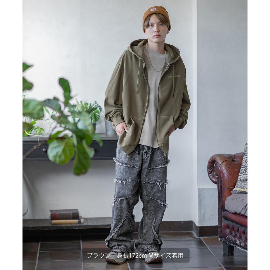 パーカー メンズ SIDEWAY STANCE サイドウェイスタンス ピグメント加工 バック 刺しゅう ジップアップ パーカー オーバーサイズ スケーター ストリート 韓国 | improves | 11