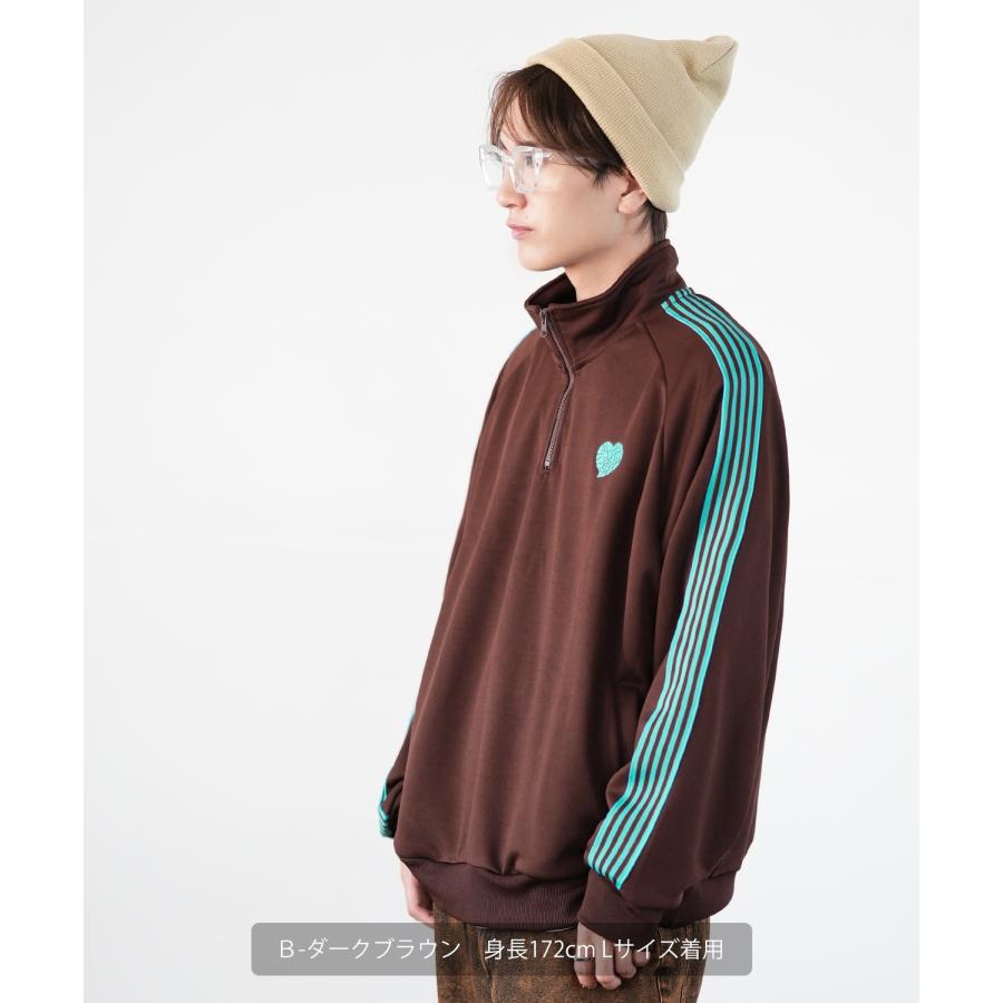 トラックジャケット メンズ SIDEWAY STANCE サイドウェイスタンス ハーフジップ ワンポイント刺しゅう ライン ジャージ ジャケット スケーター ストリート 韓国 | improves | 16