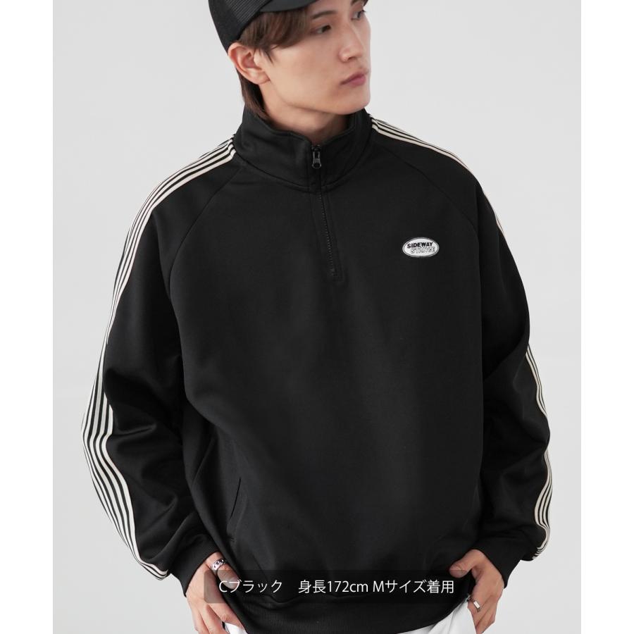 トラックジャケット メンズ SIDEWAY STANCE サイドウェイスタンス ハーフジップ ワンポイント刺しゅう ライン ジャージ ジャケット スケーター ストリート 韓国 | improves | 17
