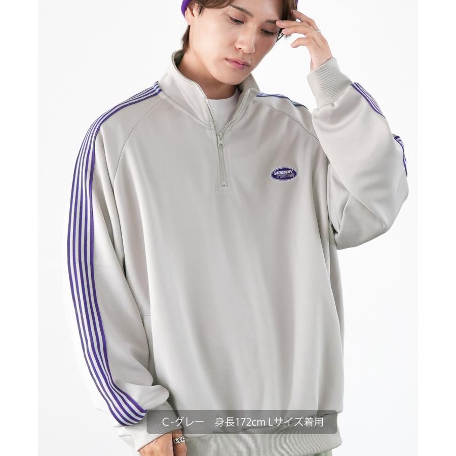 トラックジャケット メンズ SIDEWAY STANCE サイドウェイスタンス ハーフジップ ワンポイント刺しゅう ライン ジャージ ジャケット スケーター ストリート 韓国 | improves | 20