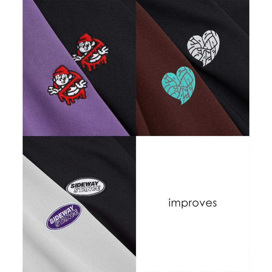 トラックジャケット メンズ SIDEWAY STANCE サイドウェイスタンス ハーフジップ ワンポイント刺しゅう ライン ジャージ ジャケット スケーター ストリート 韓国 | improves | 23