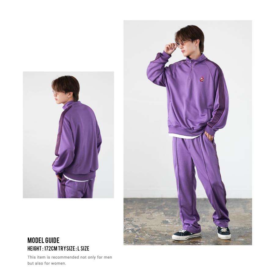 トラックジャケット メンズ SIDEWAY STANCE サイドウェイスタンス ハーフジップ ワンポイント刺しゅう ライン ジャージ ジャケット スケーター ストリート 韓国 | improves | 10