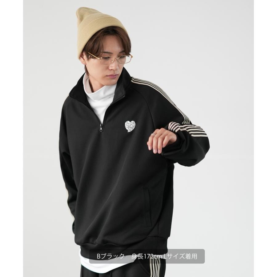 トラックジャケット メンズ SIDEWAY STANCE サイドウェイスタンス ハーフジップ ワンポイント刺しゅう ライン ジャージ ジャケット スケーター ストリート 韓国 | improves | 12