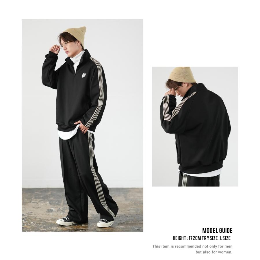 トラックジャケット メンズ SIDEWAY STANCE サイドウェイスタンス ハーフジップ ワンポイント刺しゅう ライン ジャージ ジャケット スケーター ストリート 韓国 | improves | 13