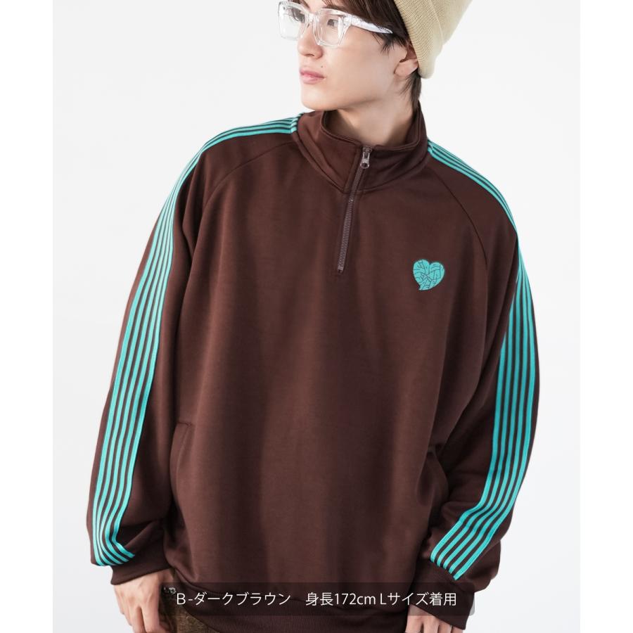 トラックジャケット メンズ SIDEWAY STANCE サイドウェイスタンス ハーフジップ ワンポイント刺しゅう ライン ジャージ ジャケット スケーター ストリート 韓国 | improves | 14