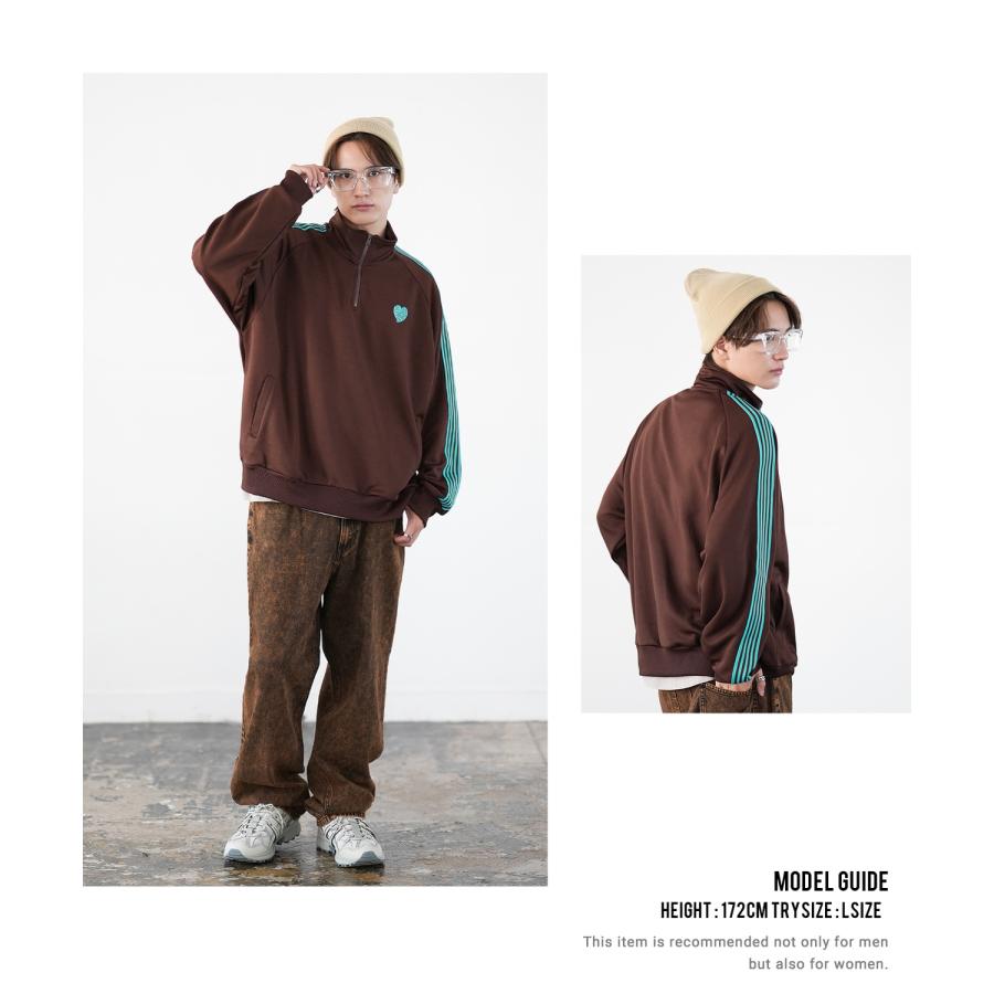 トラックジャケット メンズ SIDEWAY STANCE サイドウェイスタンス ハーフジップ ワンポイント刺しゅう ライン ジャージ ジャケット スケーター ストリート 韓国 | improves | 15