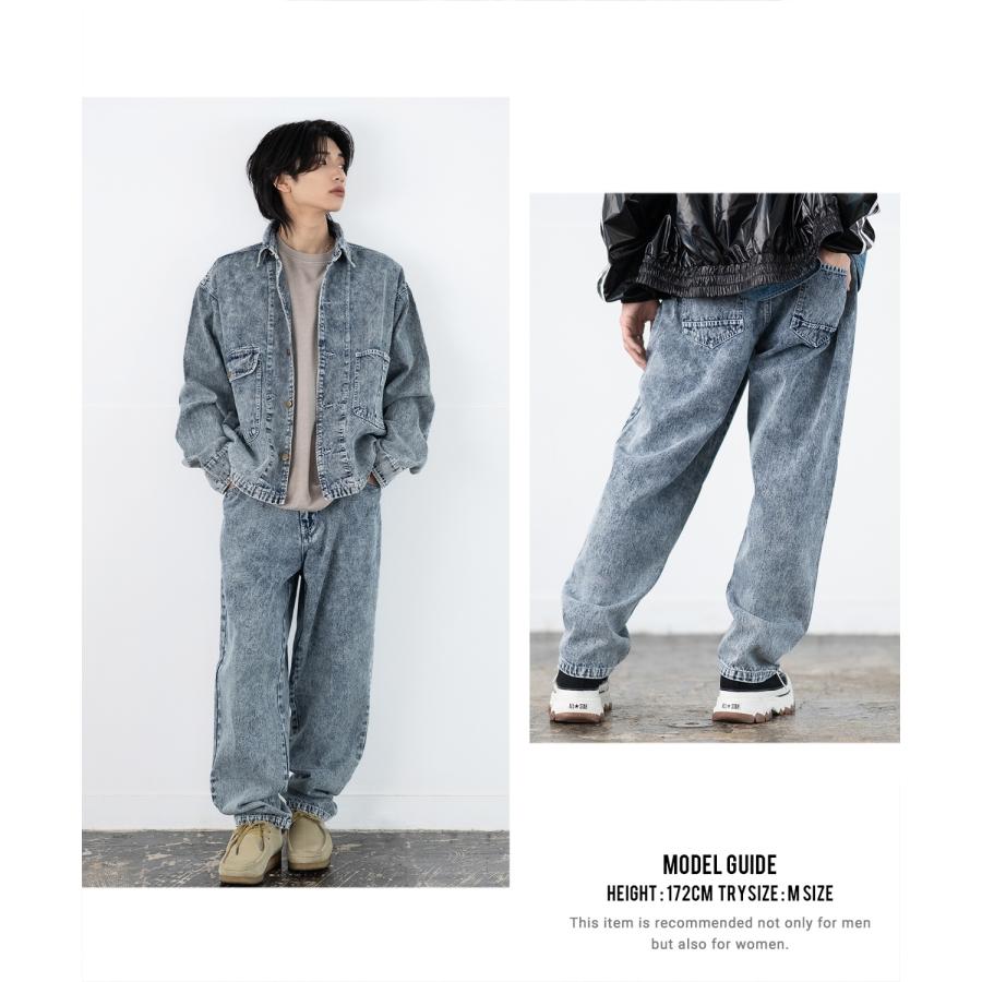 デニムパンツ メンズ SIDEWAY STANCE サイドウェイスタンス ケミカルウォッシュ 10.5oz オンス テーパード ジーンズ スケーター ストリート 古着MIX 韓国 | improves | 20