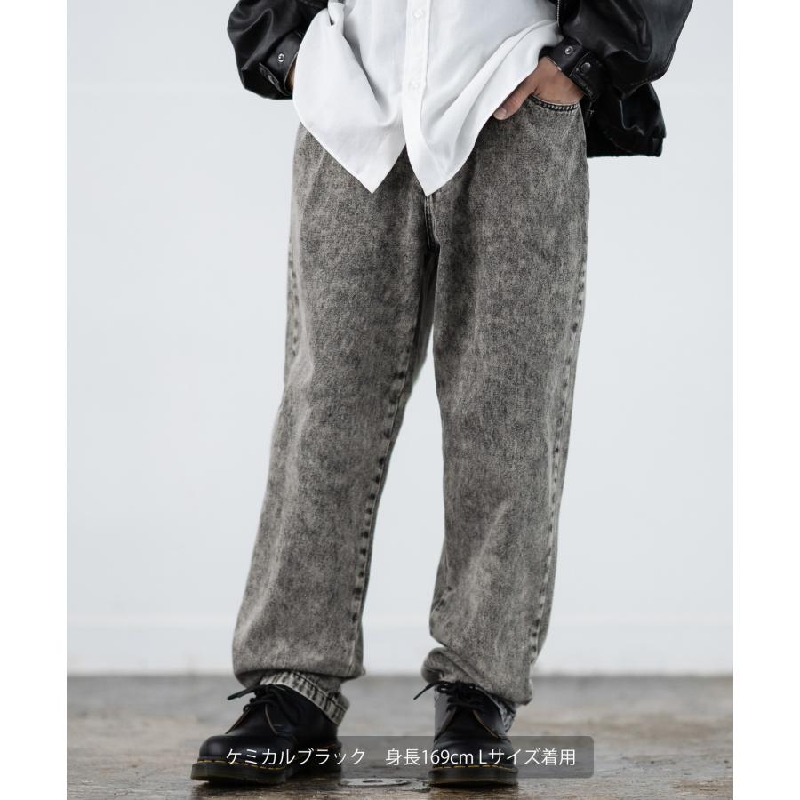 デニムパンツ メンズ SIDEWAY STANCE サイドウェイスタンス ケミカルウォッシュ 10.5oz オンス テーパード ジーンズ スケーター ストリート 古着MIX 韓国 | improves | 07