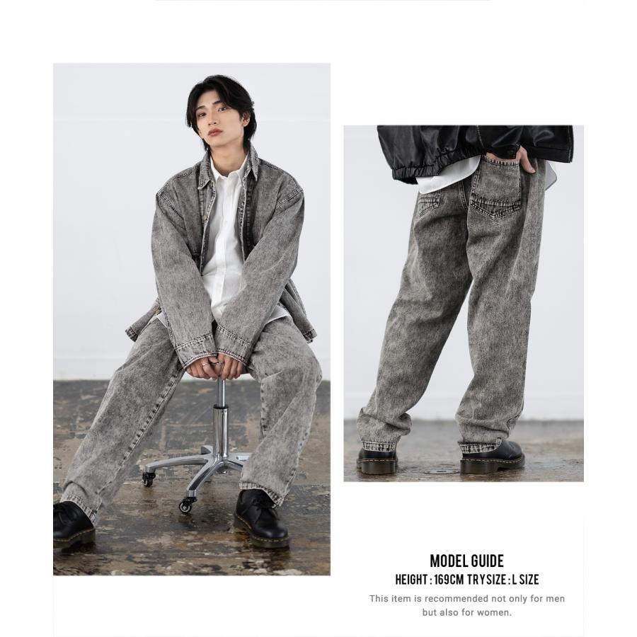 デニムパンツ メンズ SIDEWAY STANCE サイドウェイスタンス ケミカルウォッシュ 10.5oz オンス テーパード ジーンズ スケーター ストリート 古着MIX 韓国 | improves | 09