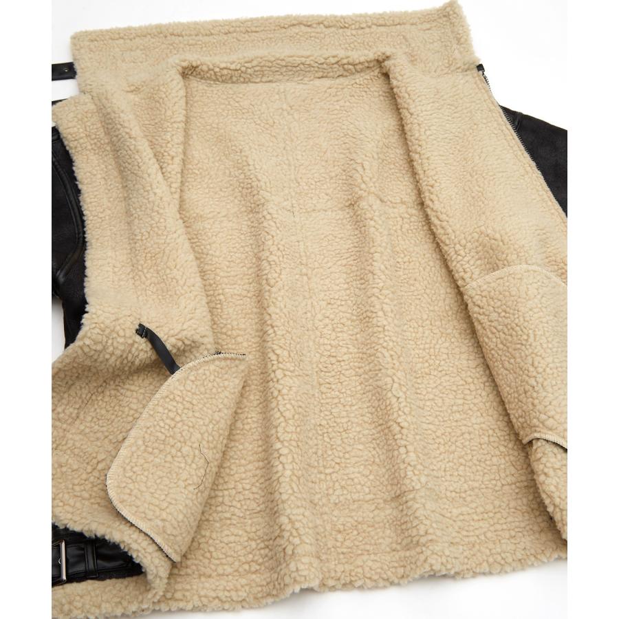 ムートンジャケット メンズ SIDEWAY STANCE B-3 フェイクムートンコート ミリタリー オーバーサイズ 大きめ アメカジ カジュアル スケーター ストリート 韓国 | improves | 23